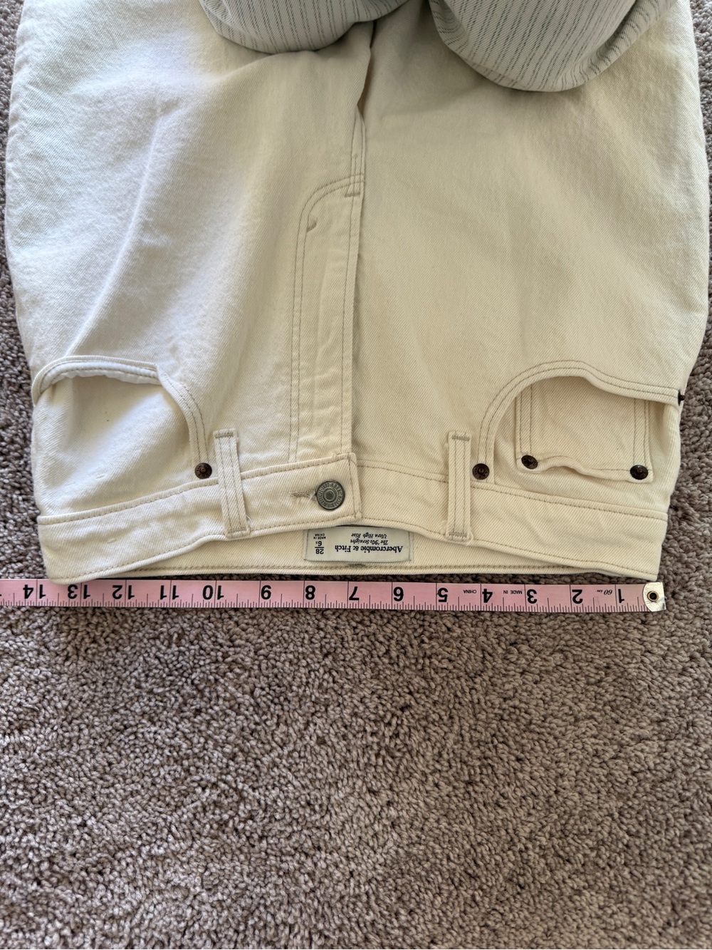 Abercrombie 90s straight ultra high rise split hem Off-White Jeans curve love - Picture 10 of 16